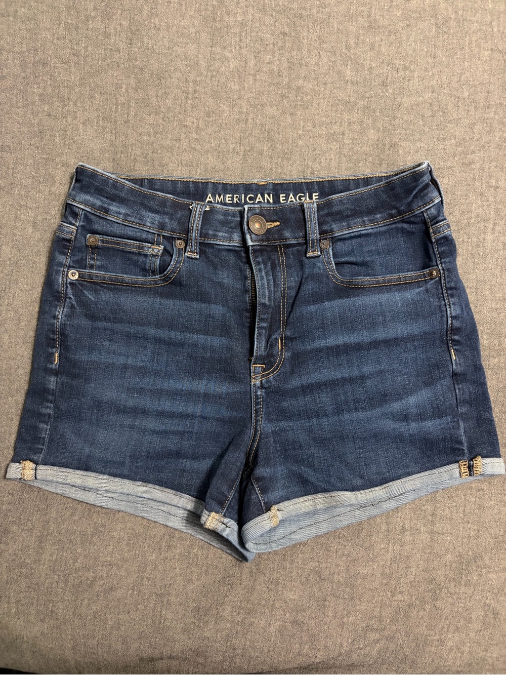 American Eagle Outfitters Navy Blue Rolled-Hem Jean Shorts